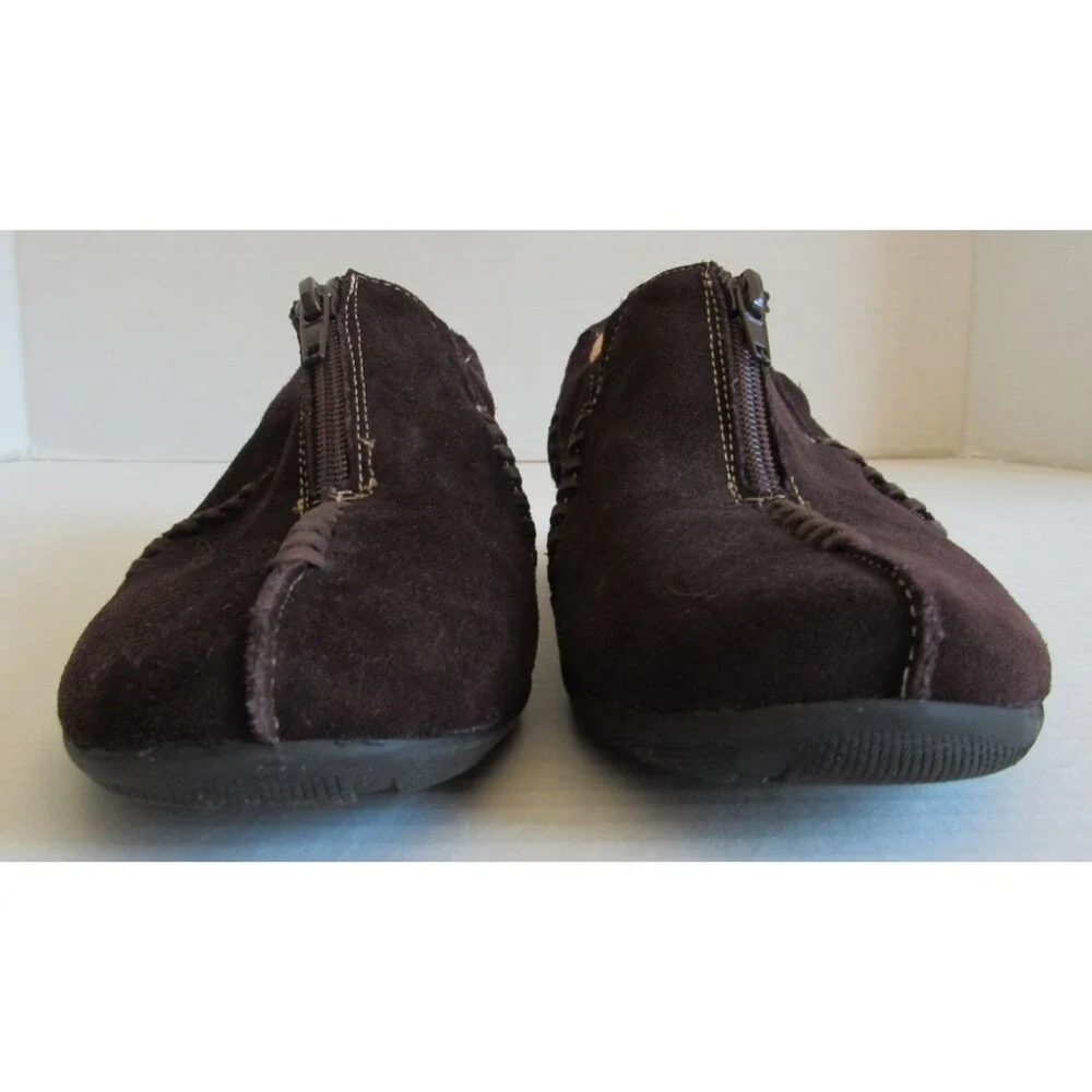 Natural Soul Dark Brown RIGG Slip On Front Zip Suede Leather Loafer Size 8M
